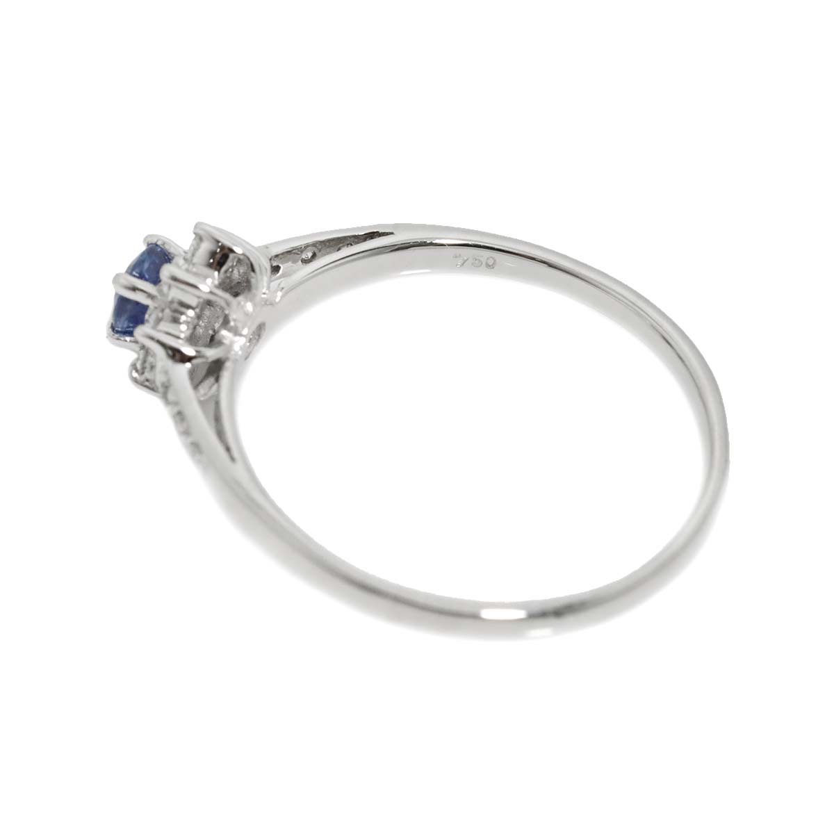 Sapphire 0.30ct Diamond 0.12ct Ring 18K WG 750 size6.25-6.5(US)