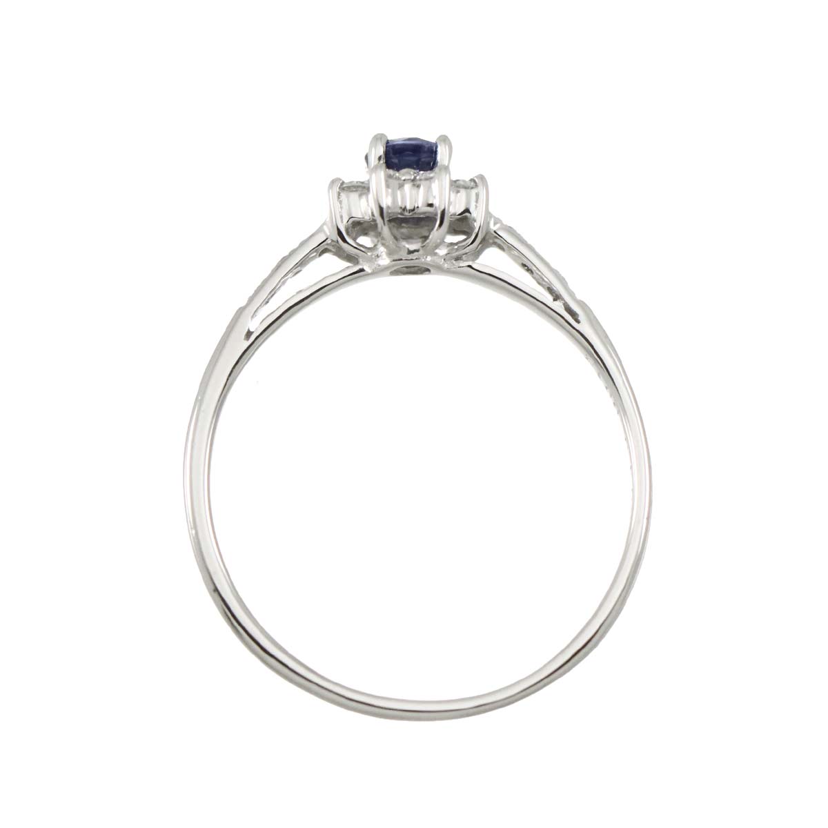 Sapphire 0.30ct Diamond 0.12ct Ring 18K WG 750 size6.25-6.5(US)