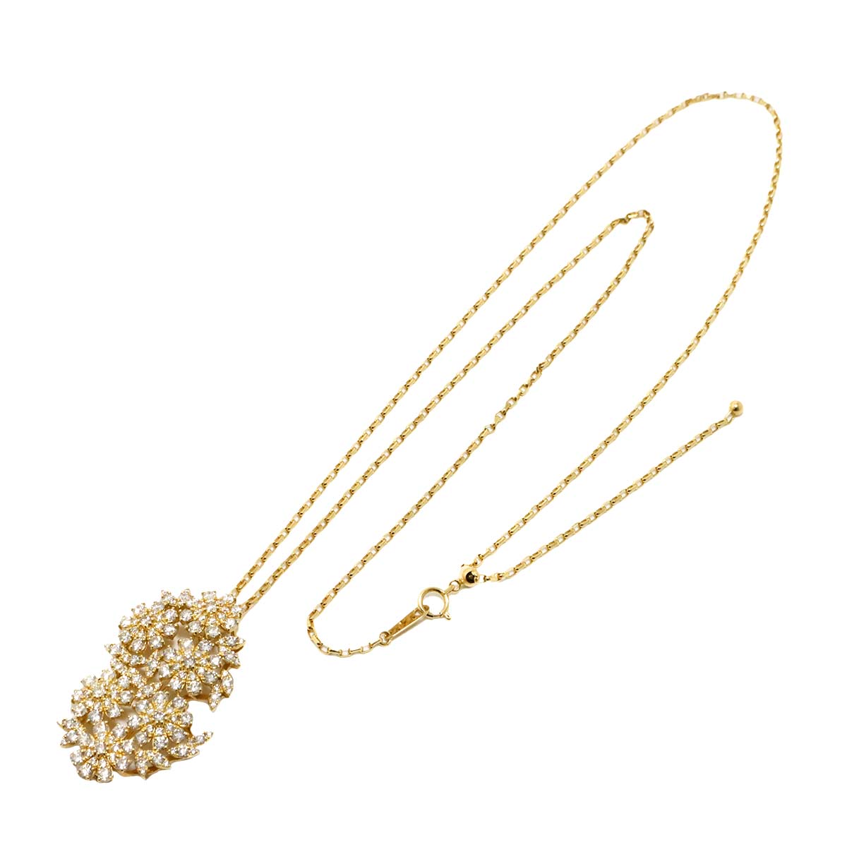 Diamond 5.00ct Necklace 18K K18 YG Yellow Gold 750