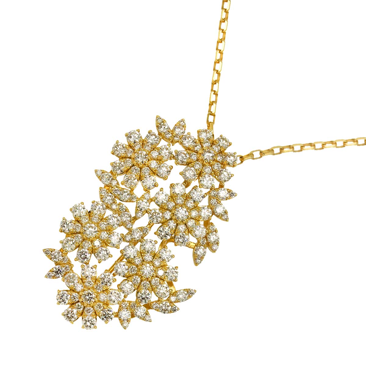 Diamond 5.00ct Necklace 18K K18 YG Yellow Gold 750