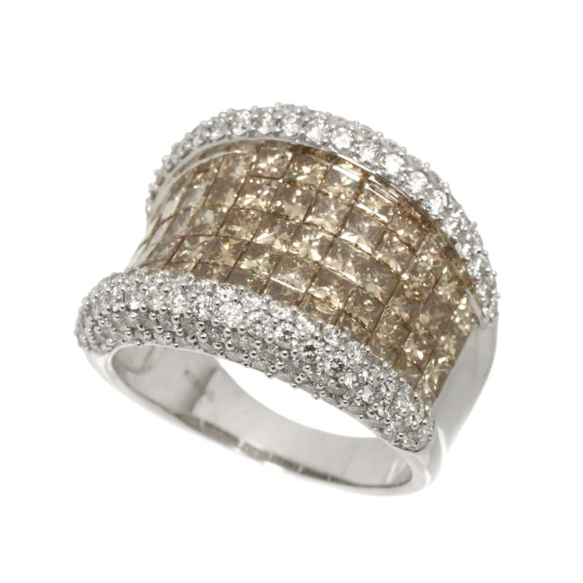 Diamond 4.50ct Ring 18K K18 WG White Gold size6.5-6.75(US)