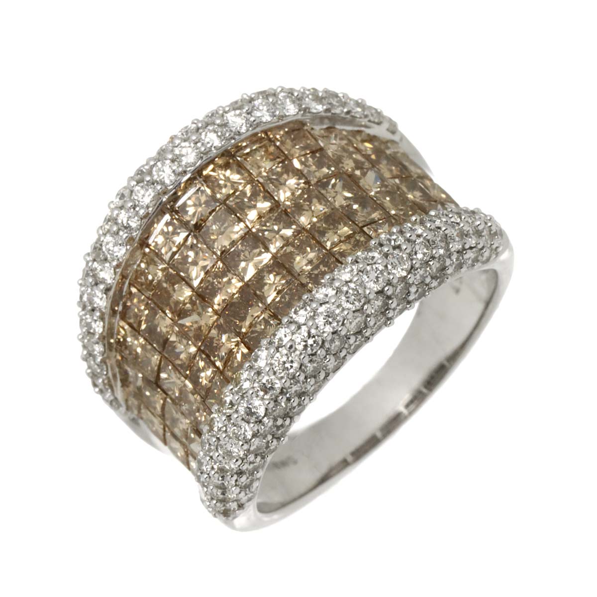 Diamond 4.50ct Ring 18K K18 WG White Gold size6.5-6.75(US)