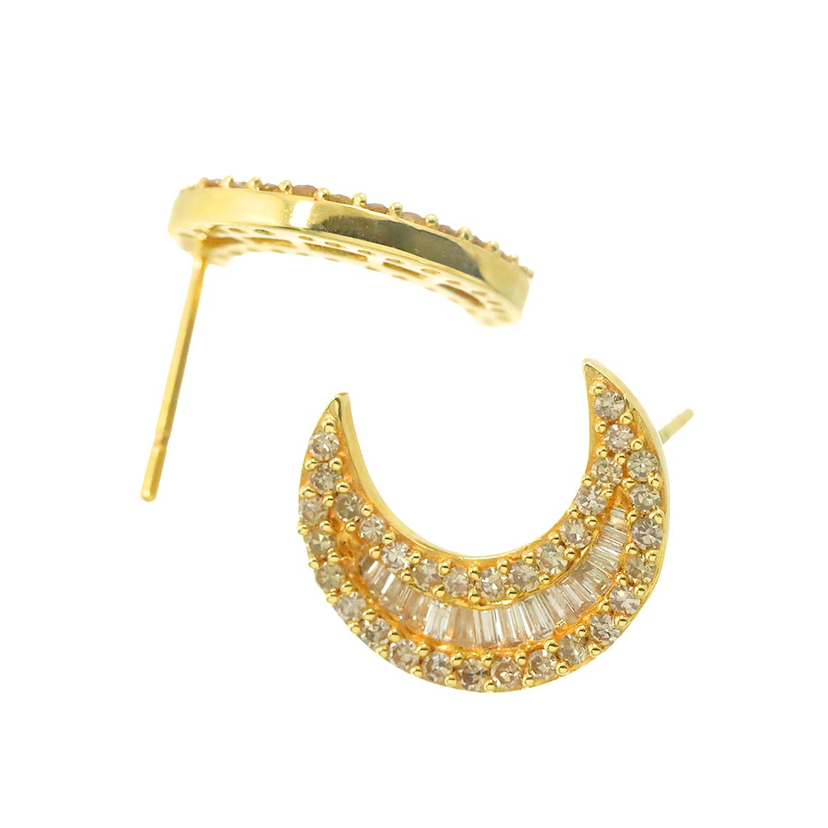 Diamond 0.30ct/0.30ct Earrings Pierced 18K YG Yellow Gold 750