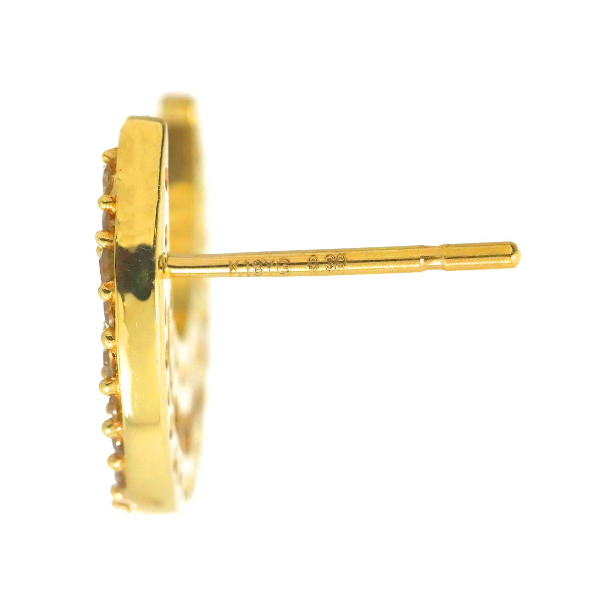 Diamond 0.30ct/0.30ct Earrings Pierced 18K YG Yellow Gold 750