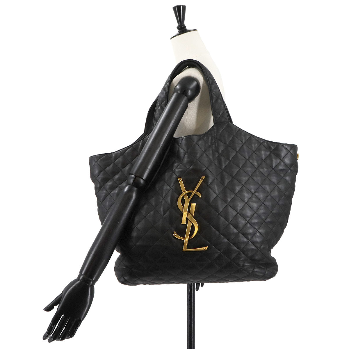 Icare Maxi Shopping Tote Bag Leather Black 698651