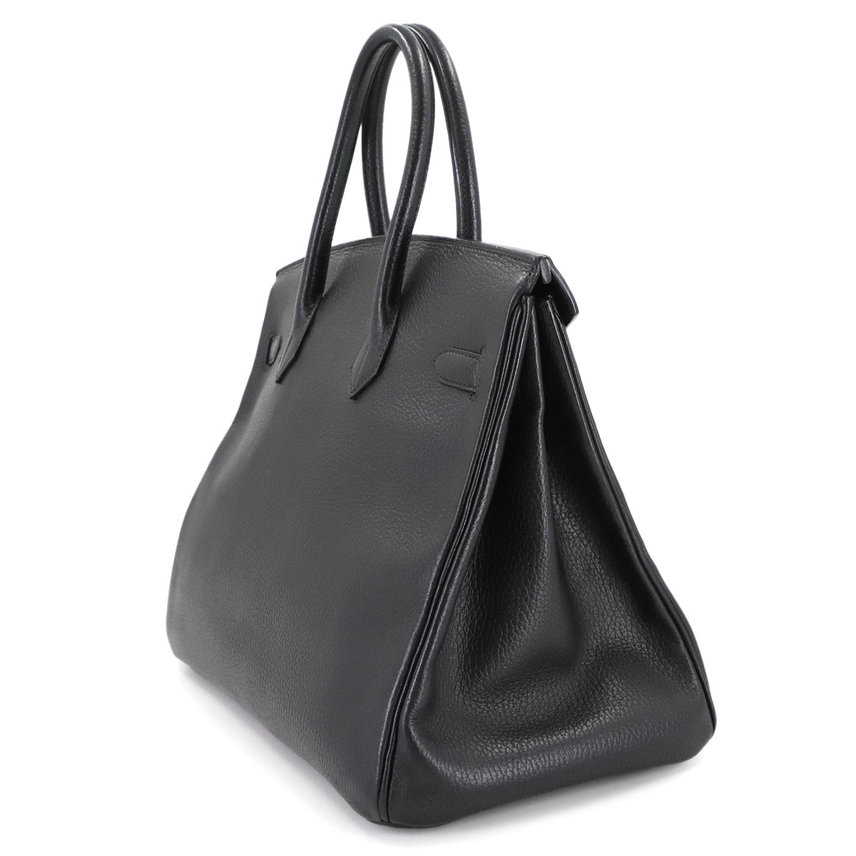 Birkin 35 Ardennes Leather Black Hand Bag Vintage Purse