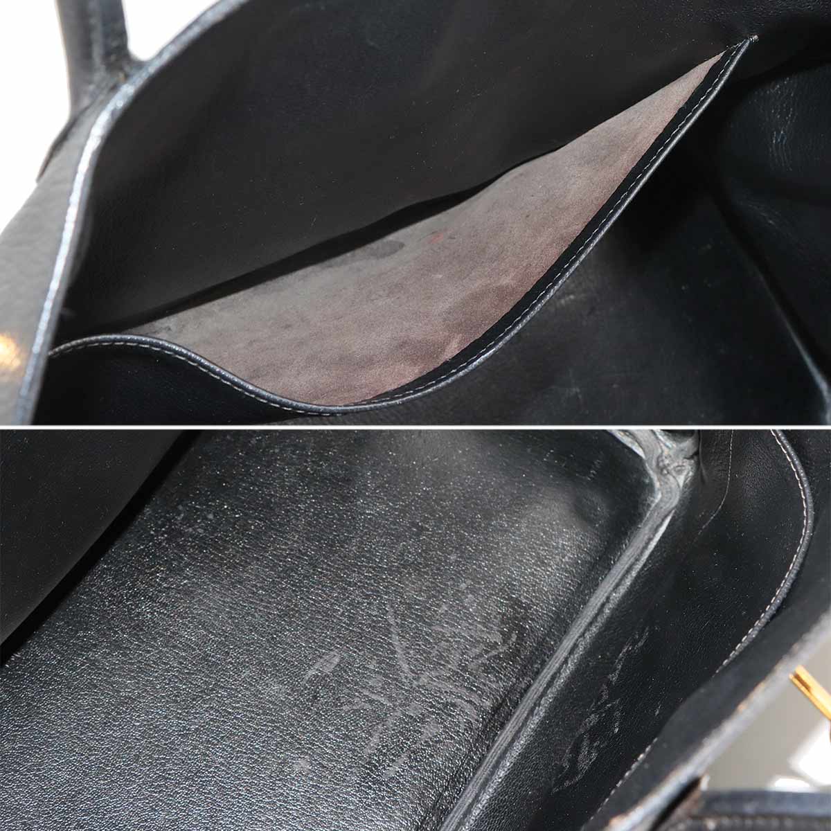 Birkin 35 Ardennes Leather Black Hand Bag Vintage Purse