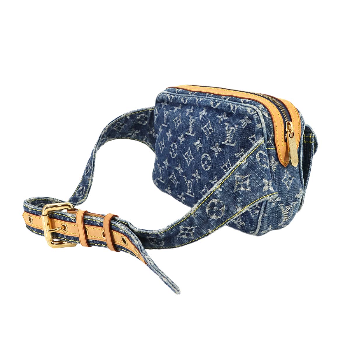 Monogram Denim Bum Bag Waist Pouch Canvas Blue M95347