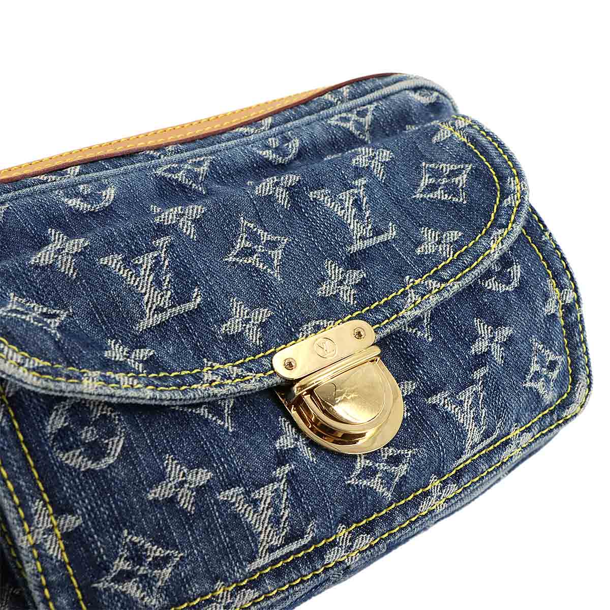 Monogram Denim Bum Bag Waist Pouch Canvas Blue M95347