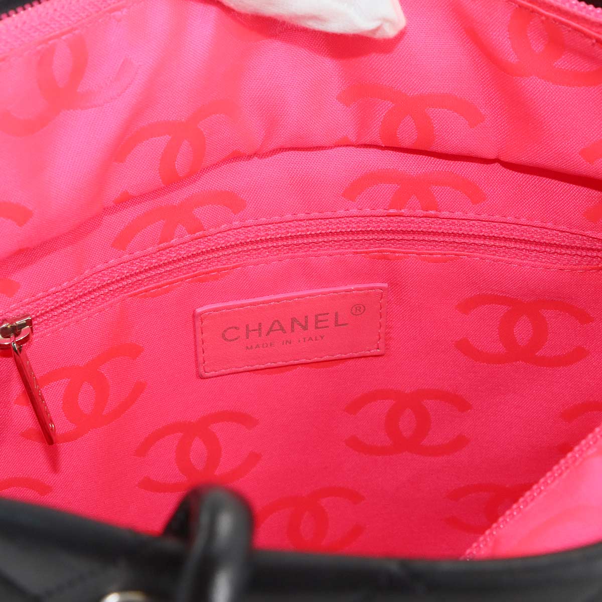 Cambon Line Medium Tote Bag Leather Enamel Black A25167 Purse