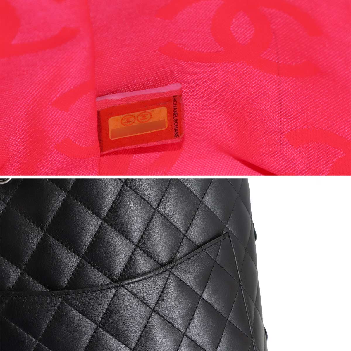 Cambon Line Medium Tote Bag Leather Enamel Black A25167 Purse