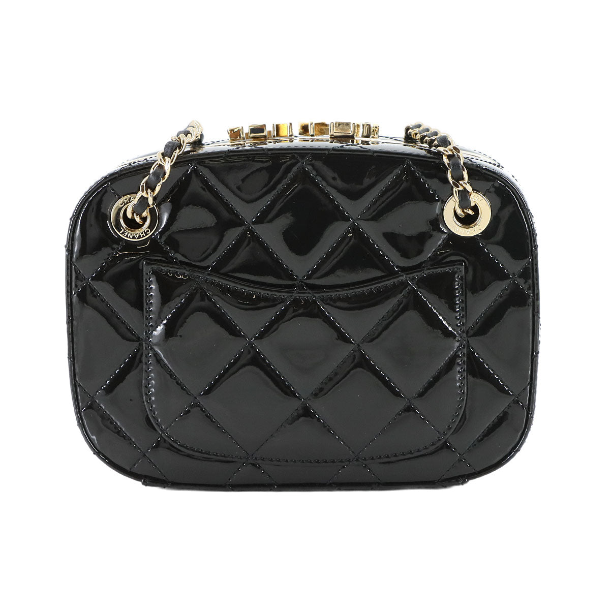 Mini Camera Case Chain Shoulder Bag Patent leather Black