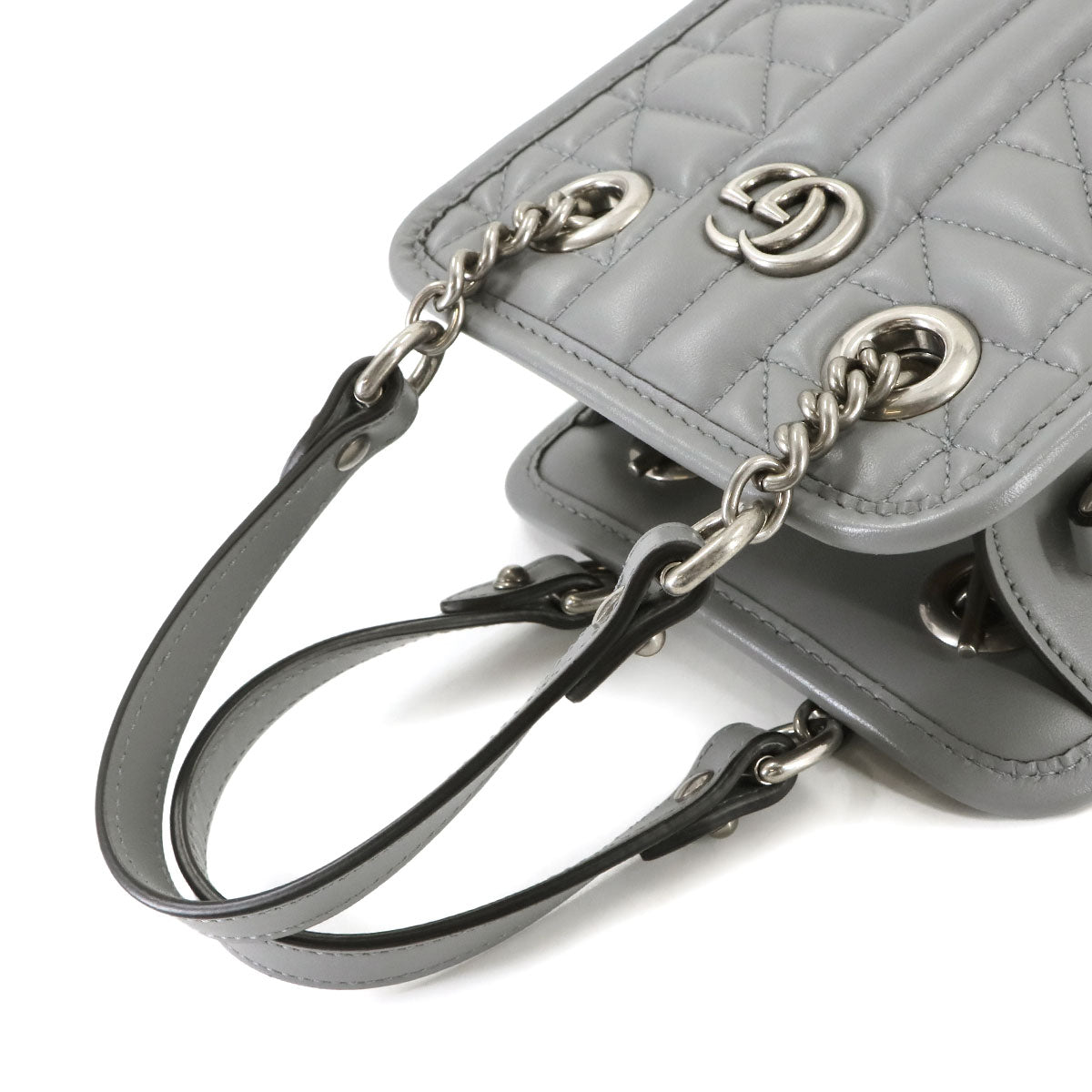 GG Marmont Quilting Mini Hand Shoulder Bag Gray 696123