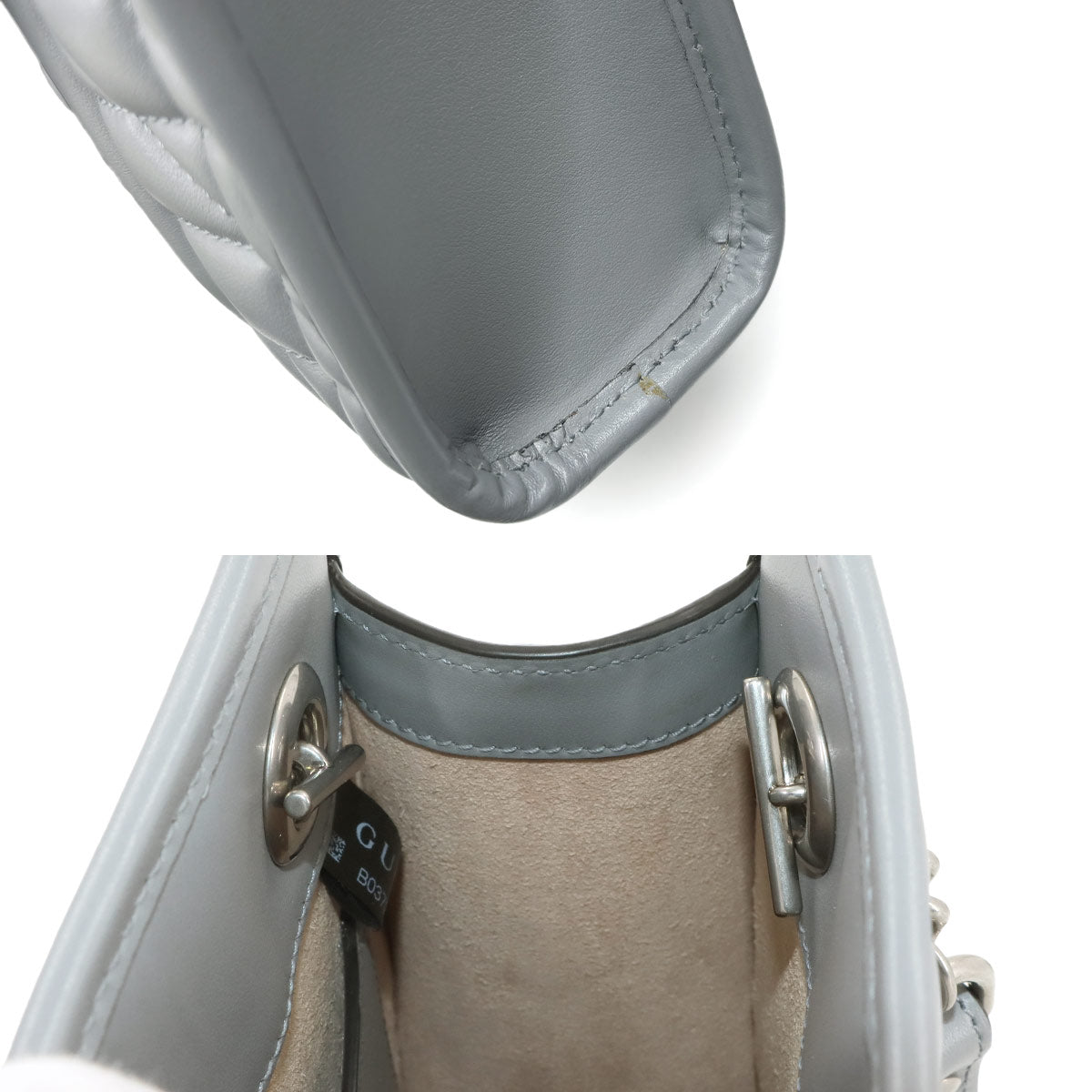 GG Marmont Quilting Mini Hand Shoulder Bag Gray 696123