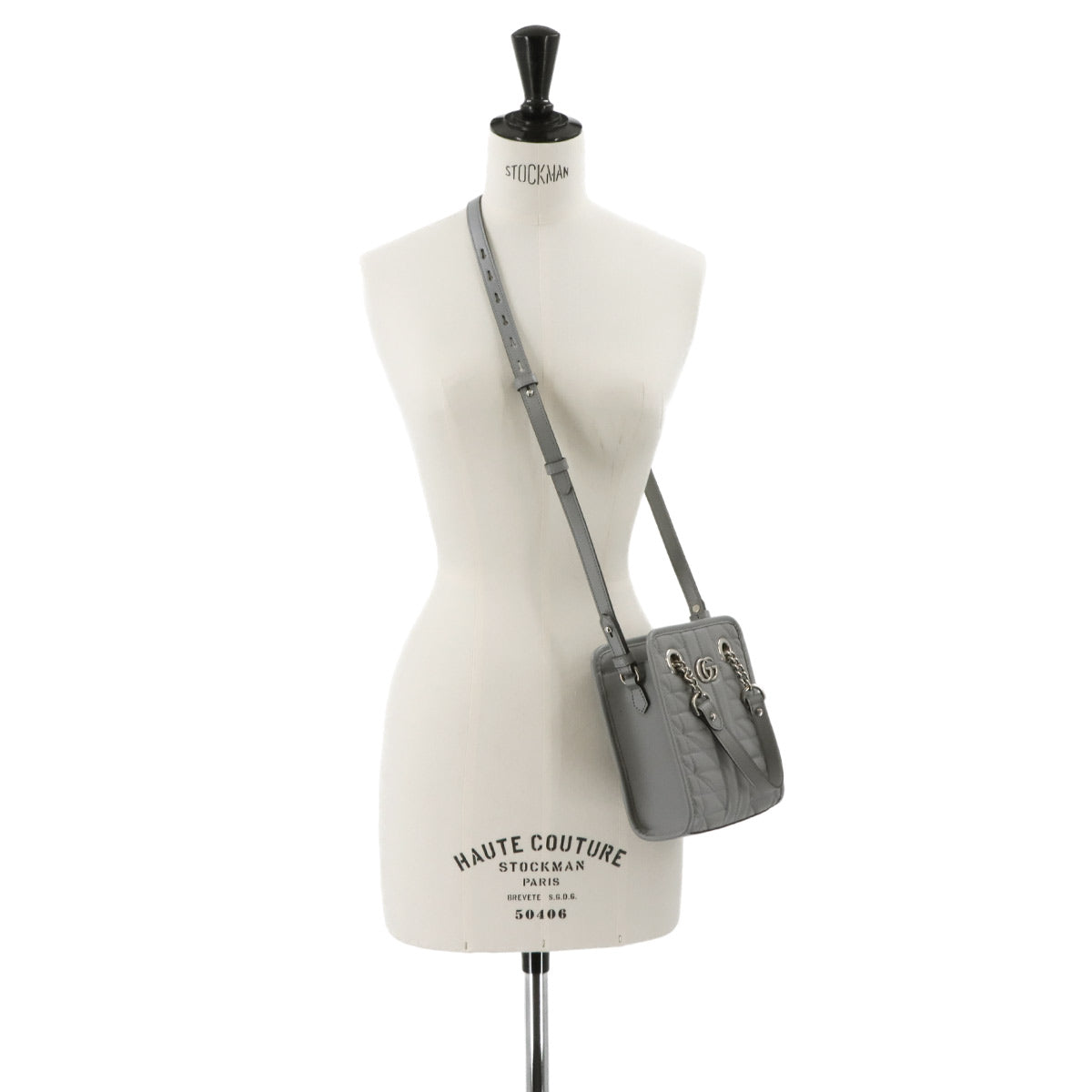 GG Marmont Quilting Mini Hand Shoulder Bag Gray 696123