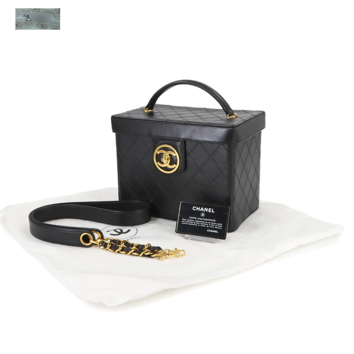 Bicolore Vanity Hand Shoulder Bag Leather Black A01620 Purse