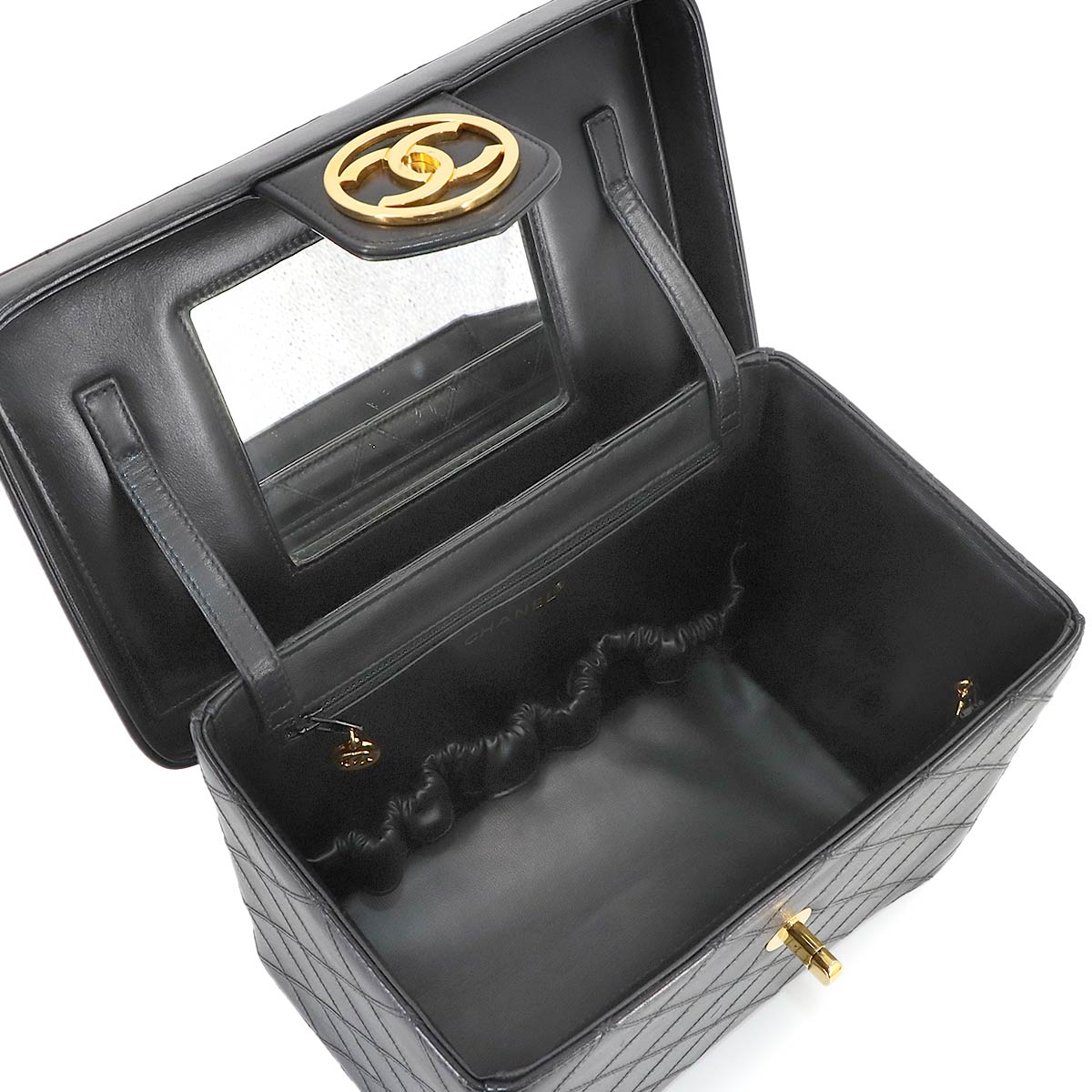 Bicolore Vanity Hand Shoulder Bag Leather Black A01620 Purse