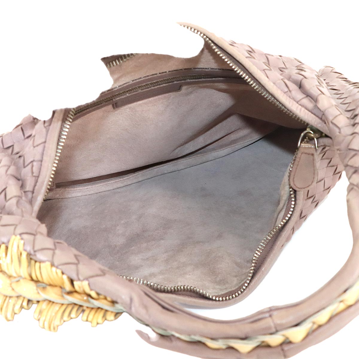 Intrecciato Hobo Shoulder Bag Leather Purple