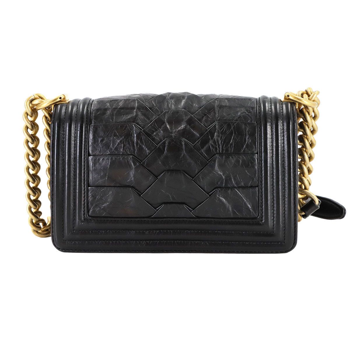 BOY CHANEL Small Chain Shoulder Bag Leather Black A67085