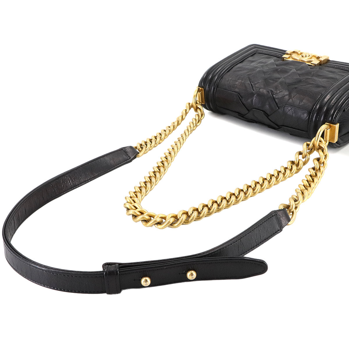 BOY CHANEL Small Chain Shoulder Bag Leather Black A67085