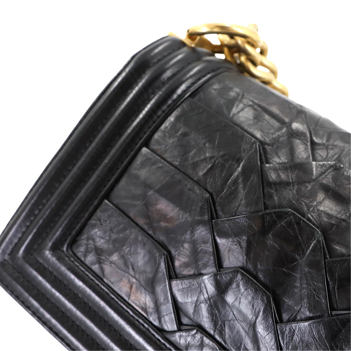 BOY CHANEL Small Chain Shoulder Bag Leather Black A67085