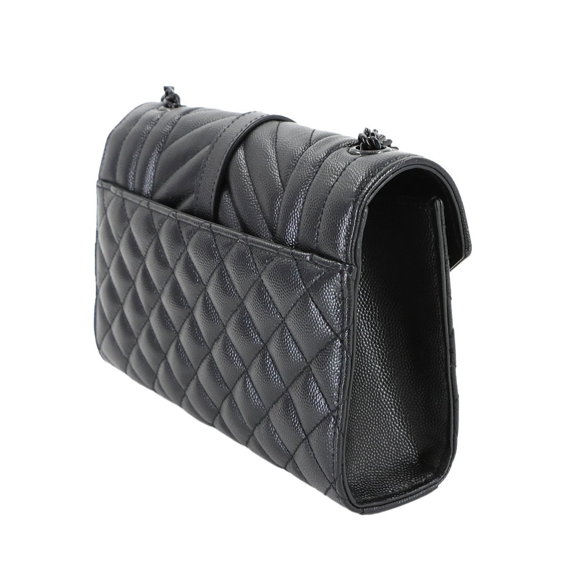 Envelope Small Chain Shoulder Bag Leather Black