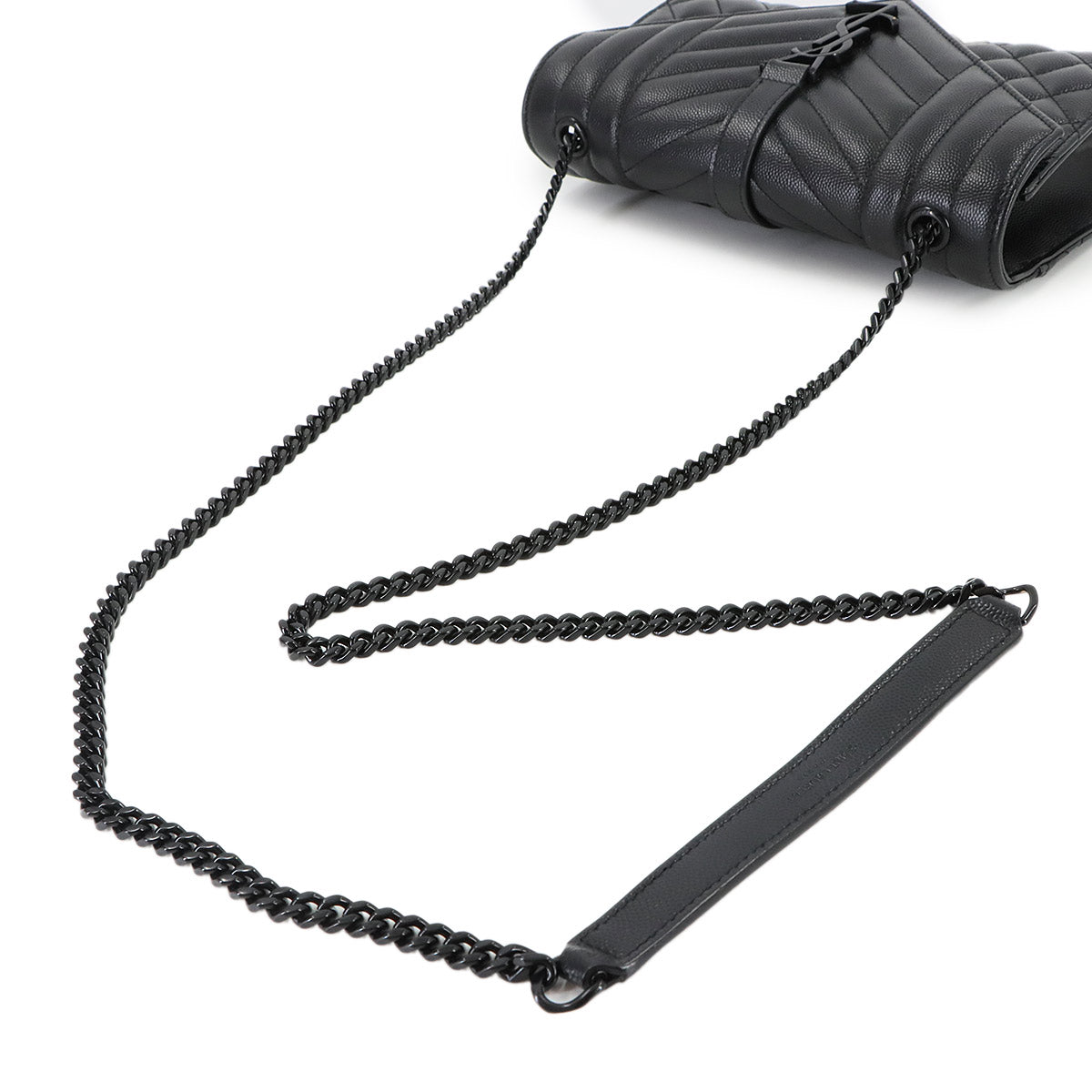 Envelope Small Chain Shoulder Bag Leather Black