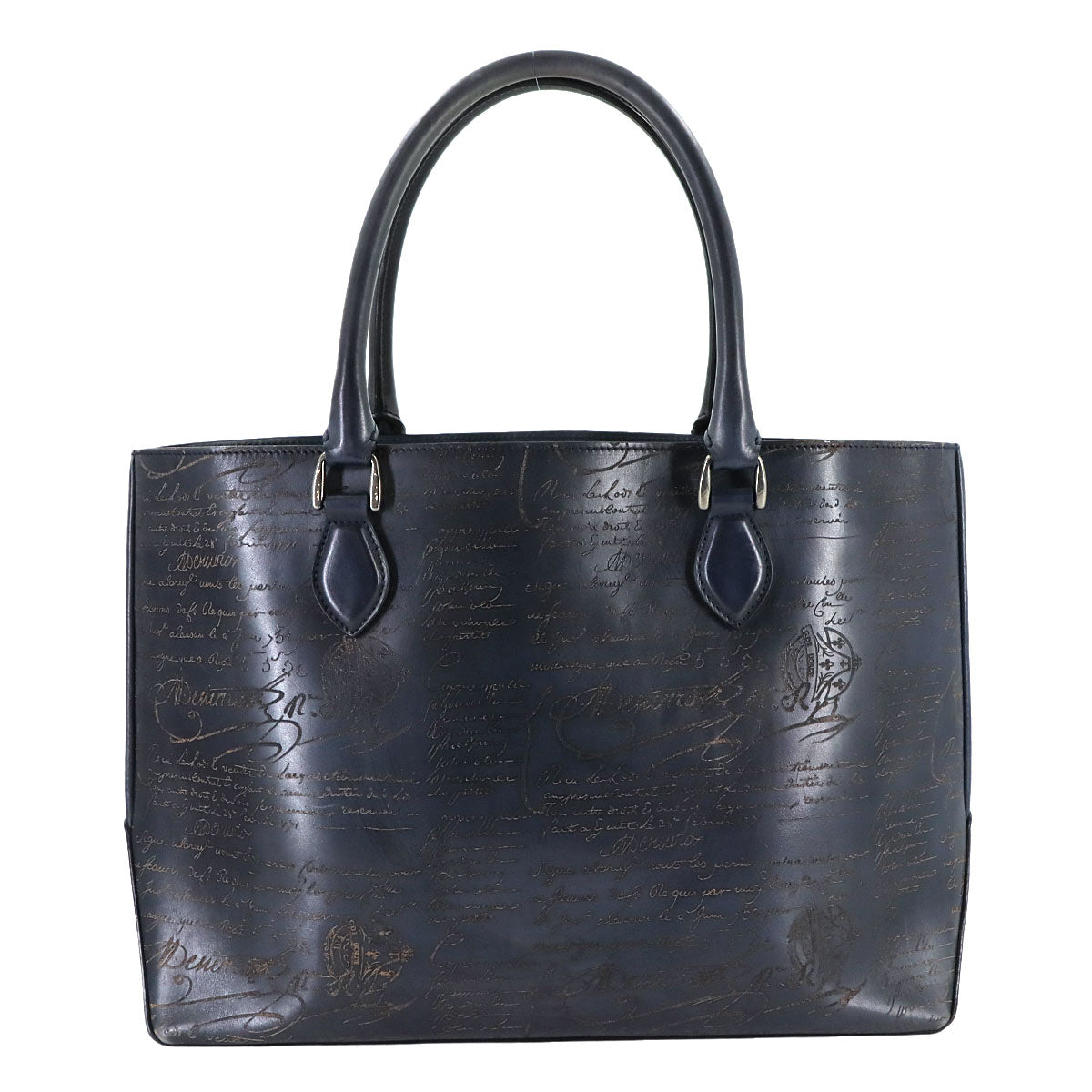 Calligraphy Toujours Tote Bag Venezia Leather Navy Purse