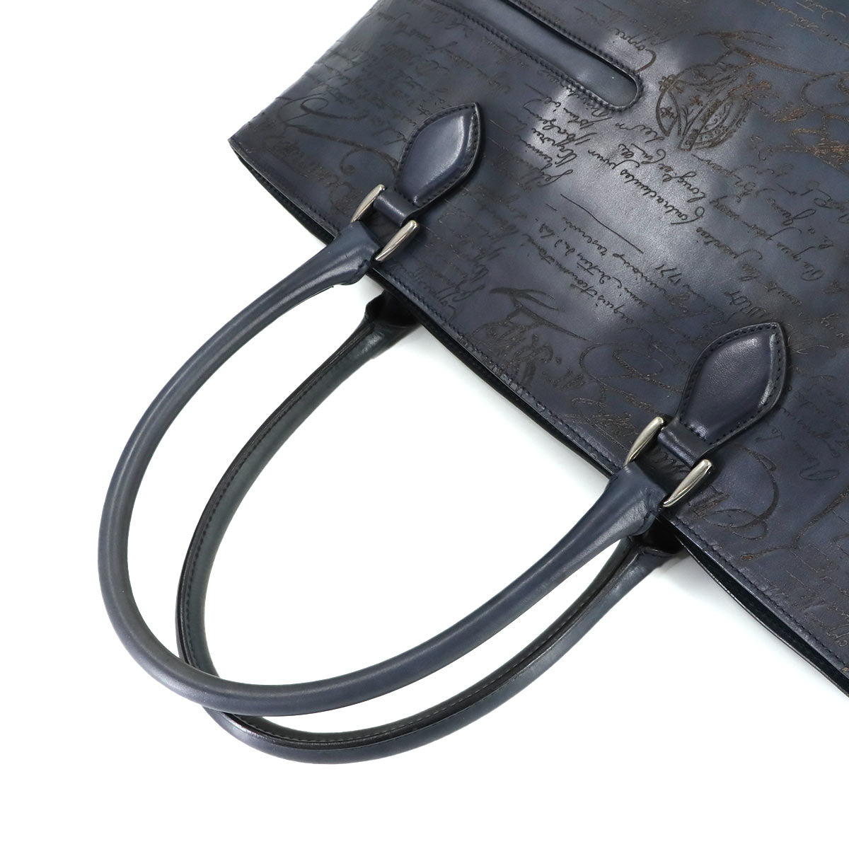 Calligraphy Toujours Tote Bag Venezia Leather Navy Purse