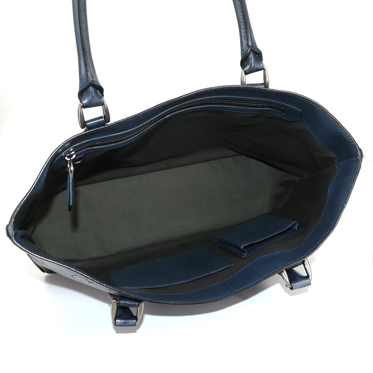 Calligraphy Toujours Tote Bag Venezia Leather Navy Purse