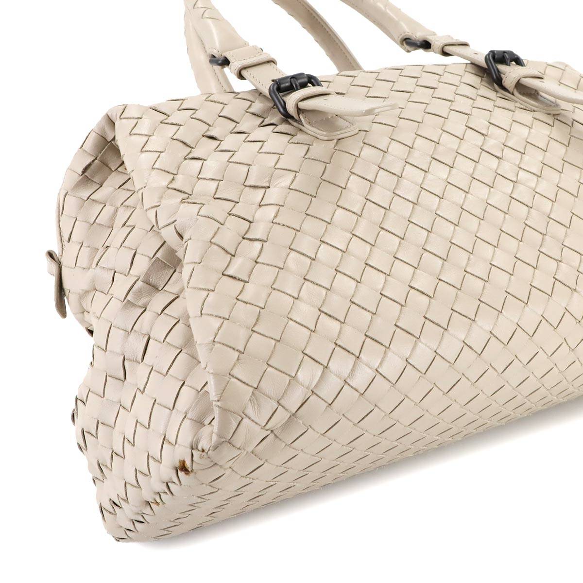 Intrecciato Hand Bag Leather Beige Purse