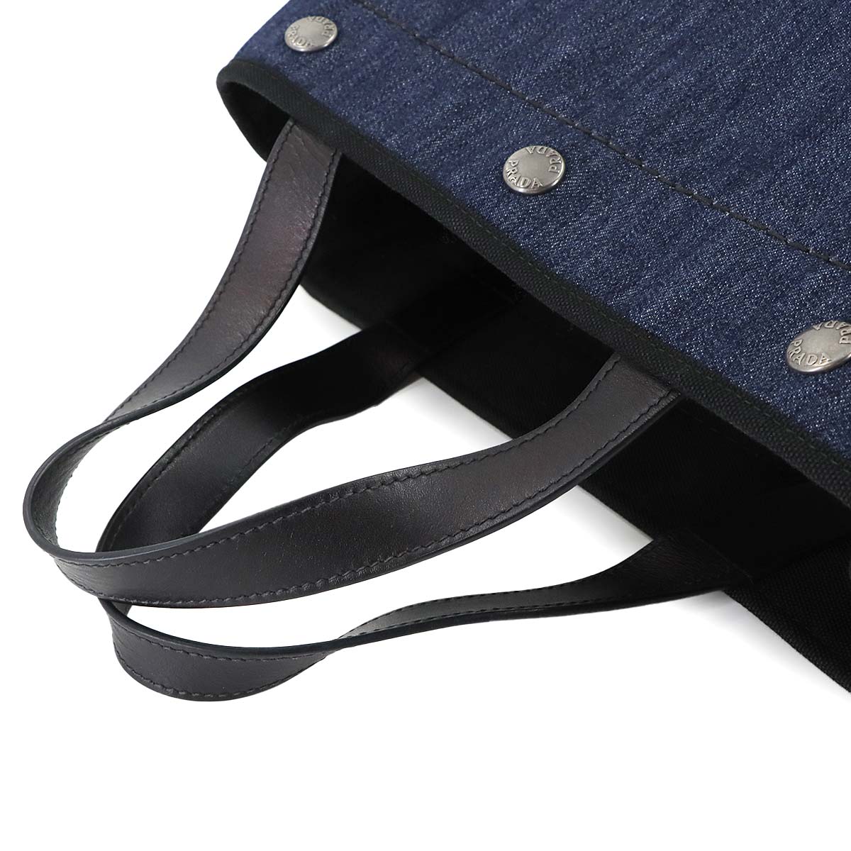 2way Hand Shoulder Bag Denim Leather Blue Black 1BG311 Purse