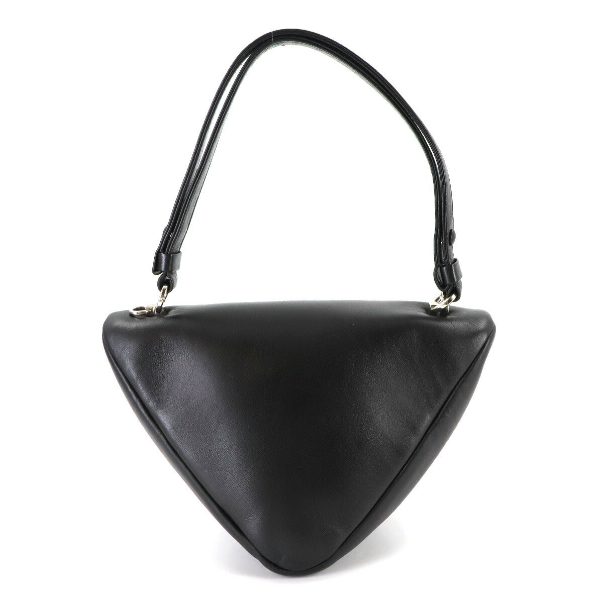 Triangle Hand Shoulder Bag Leather Black 1BA315 Purse