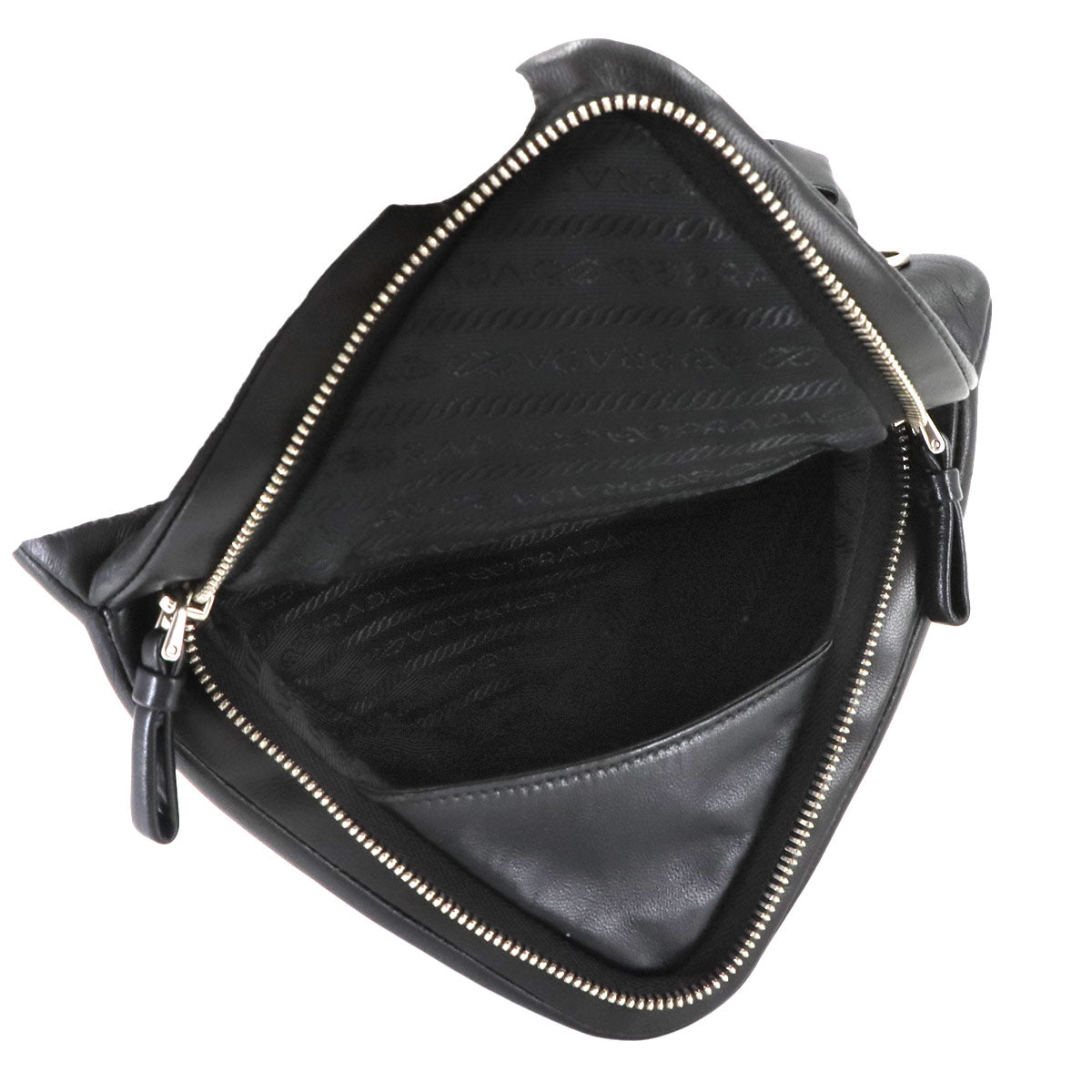 Triangle Hand Shoulder Bag Leather Black 1BA315 Purse
