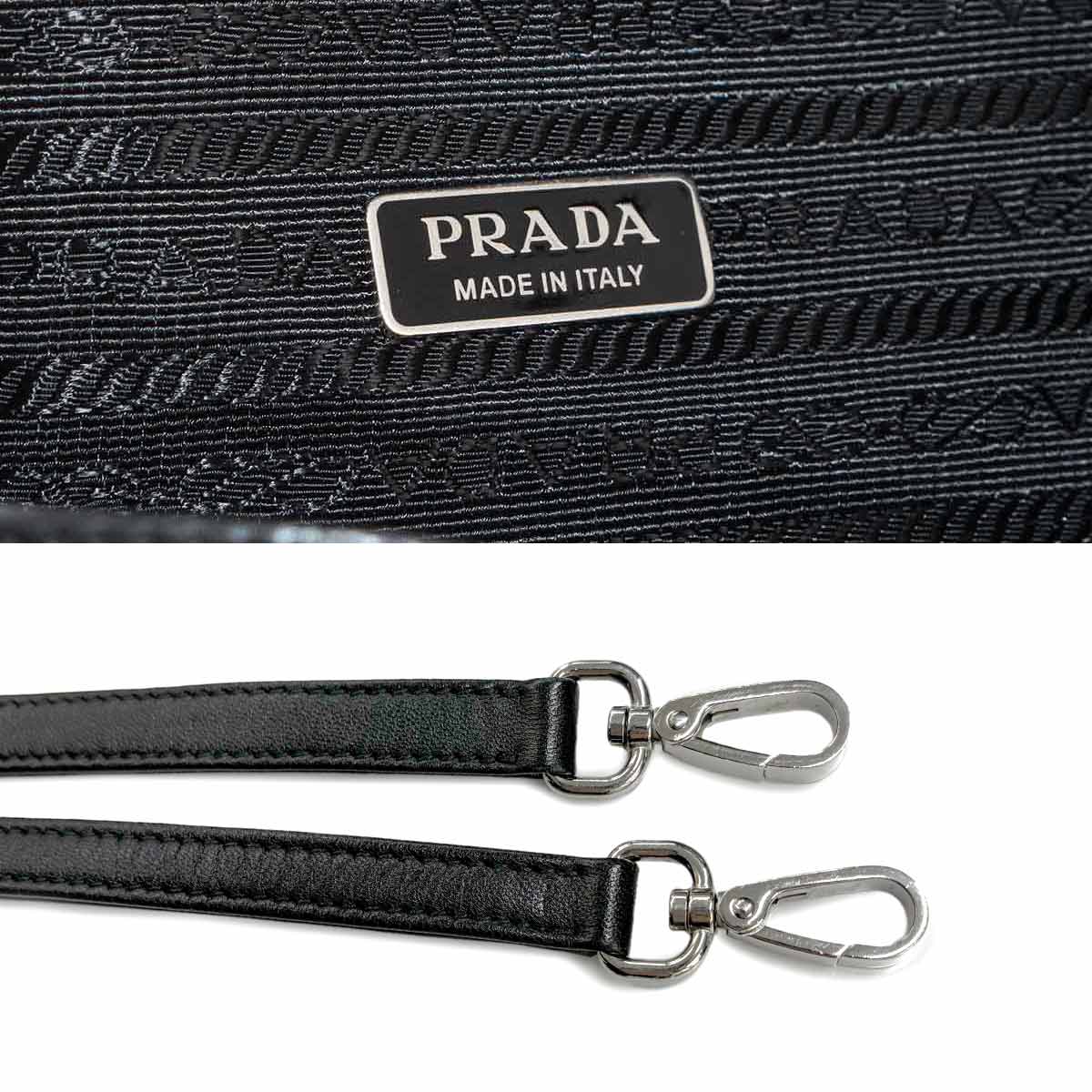 Triangle Hand Shoulder Bag Leather Black 1BA315 Purse