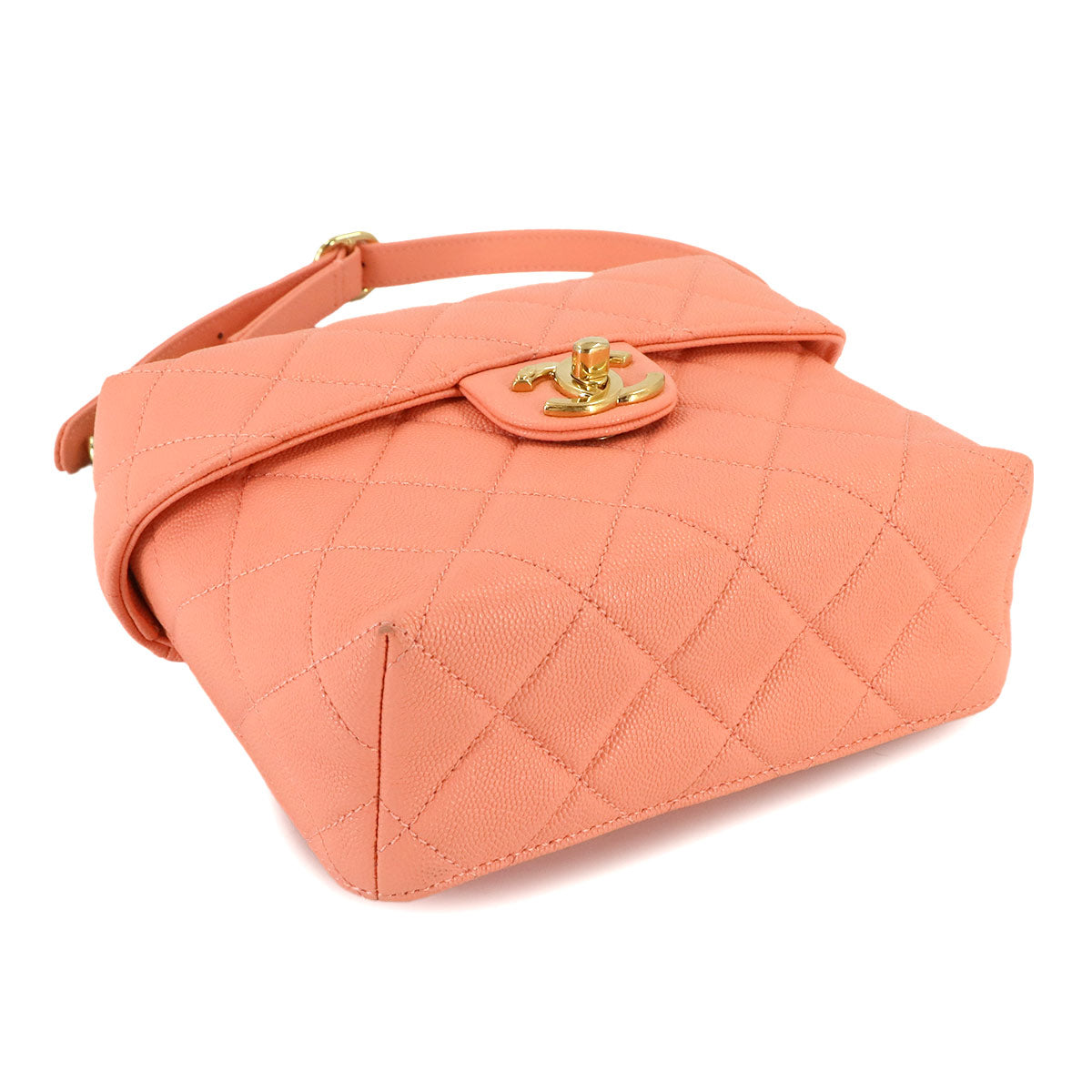 Matelasse Hand Shoulder Bag Leather Pink Purse