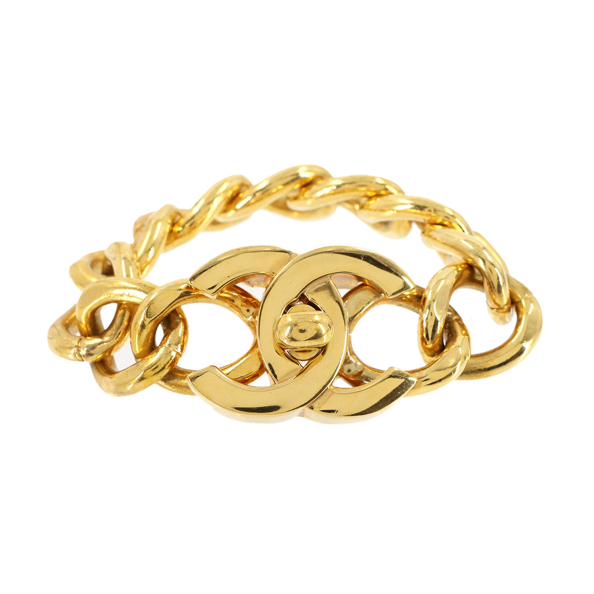 Coco Logos Chain Bracelet Gold 95A Vintage Accessory