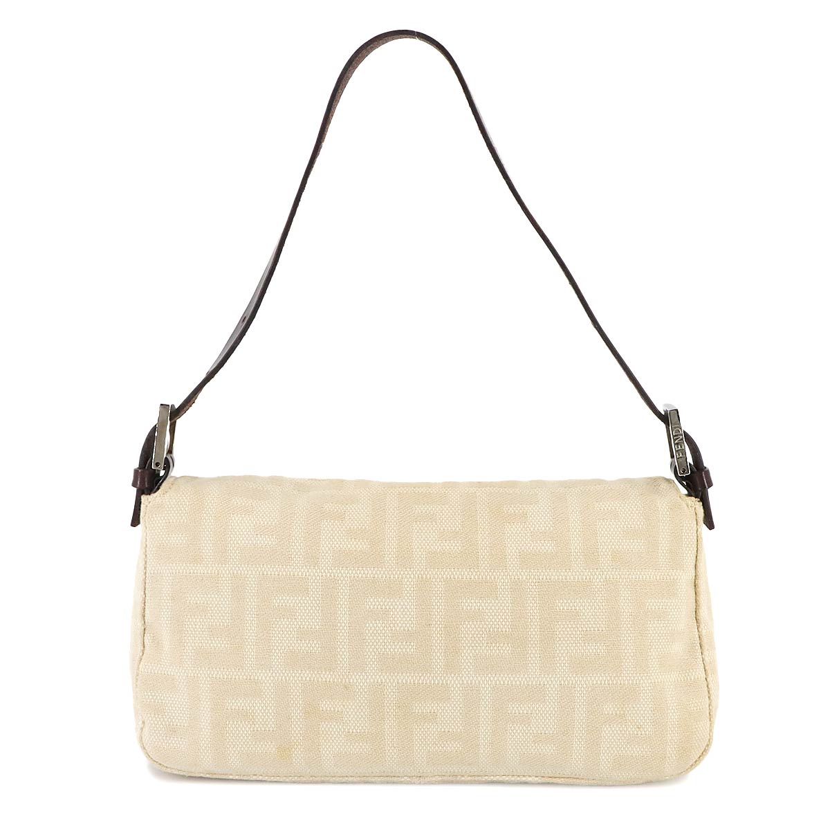 Zucca Mamma Baguette Shoulder Bag Canvas Leather Beige 26424