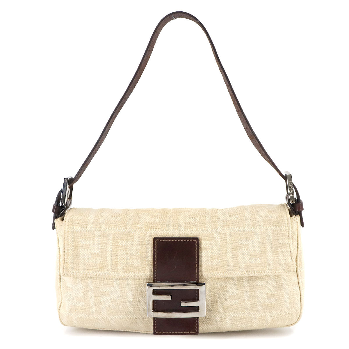 Zucca Mamma Baguette Shoulder Bag Canvas Leather Beige 26424