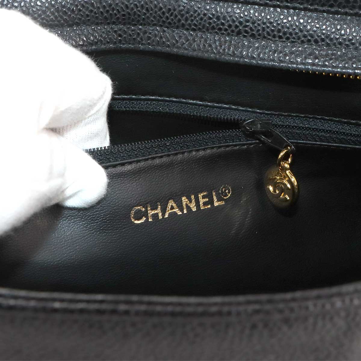 Triple Coco Shoulder Bag Leather Black Vintage Purse