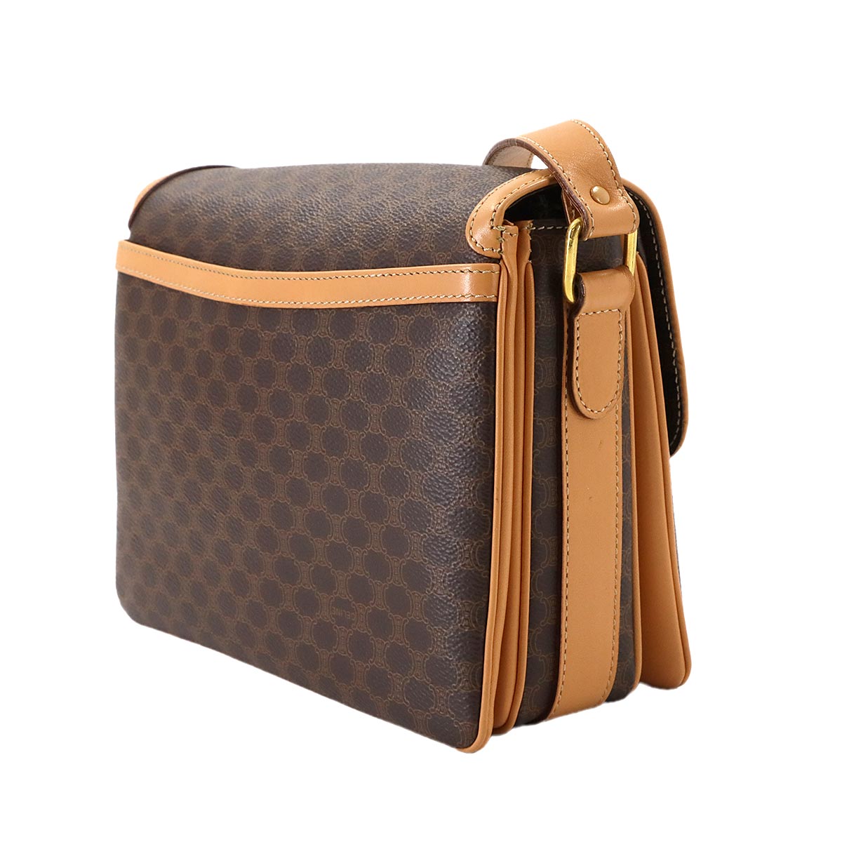 Macadam Shoulder Bag Leather PVC Brown Vintage Purse