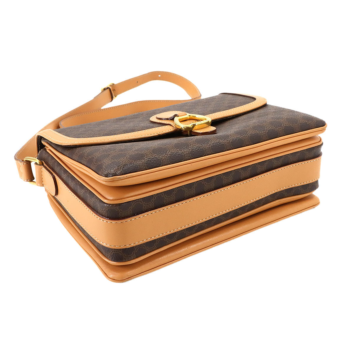 Macadam Shoulder Bag Leather PVC Brown Vintage Purse