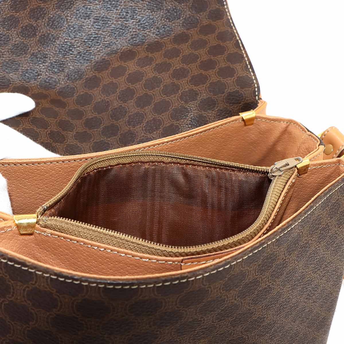 Macadam Shoulder Bag Leather PVC Brown Vintage Purse