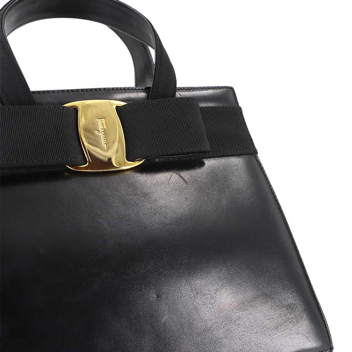 Vara 2way Hand Shoulder Bag Leather Black Purse