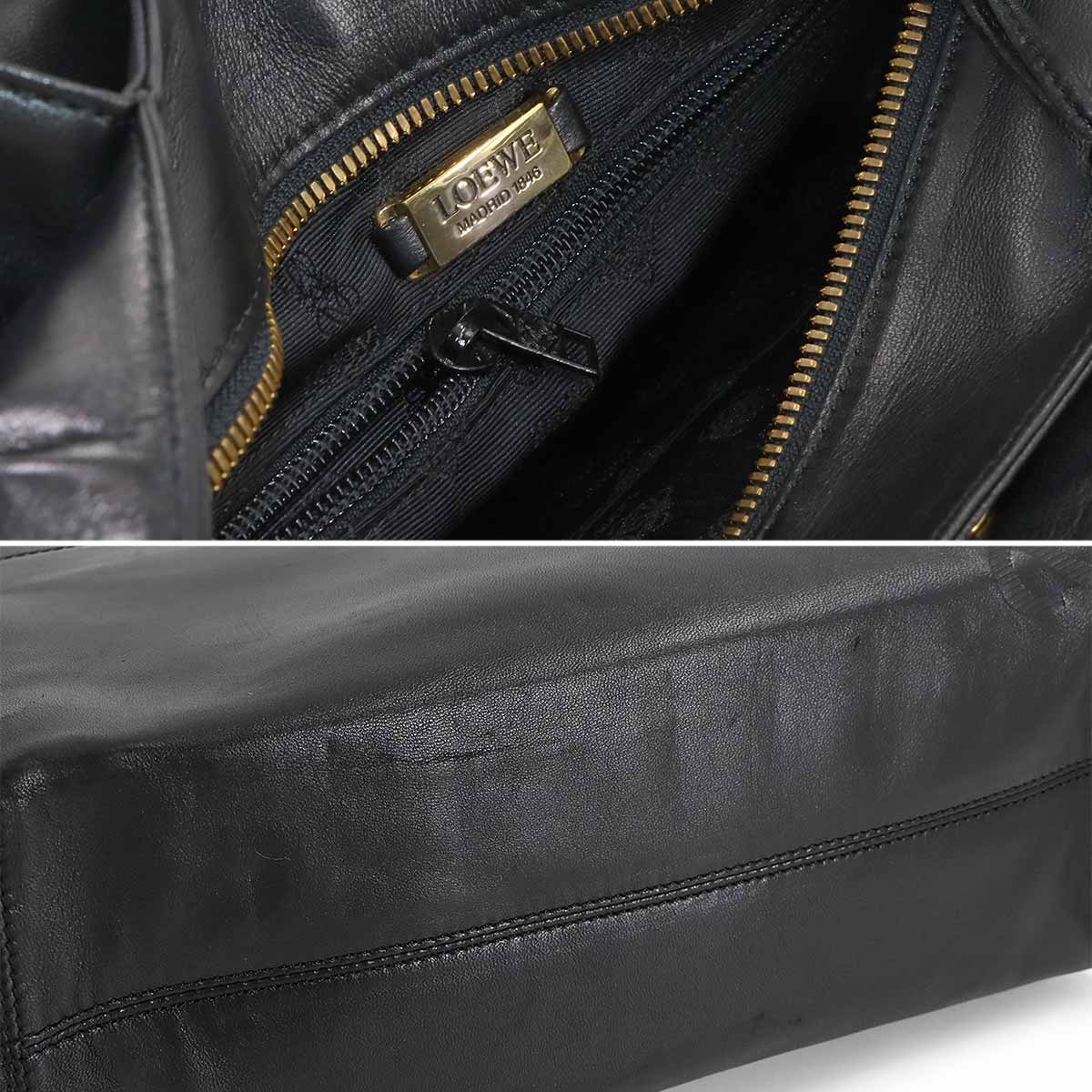 Anagram Hand Bag Leather Black Purse