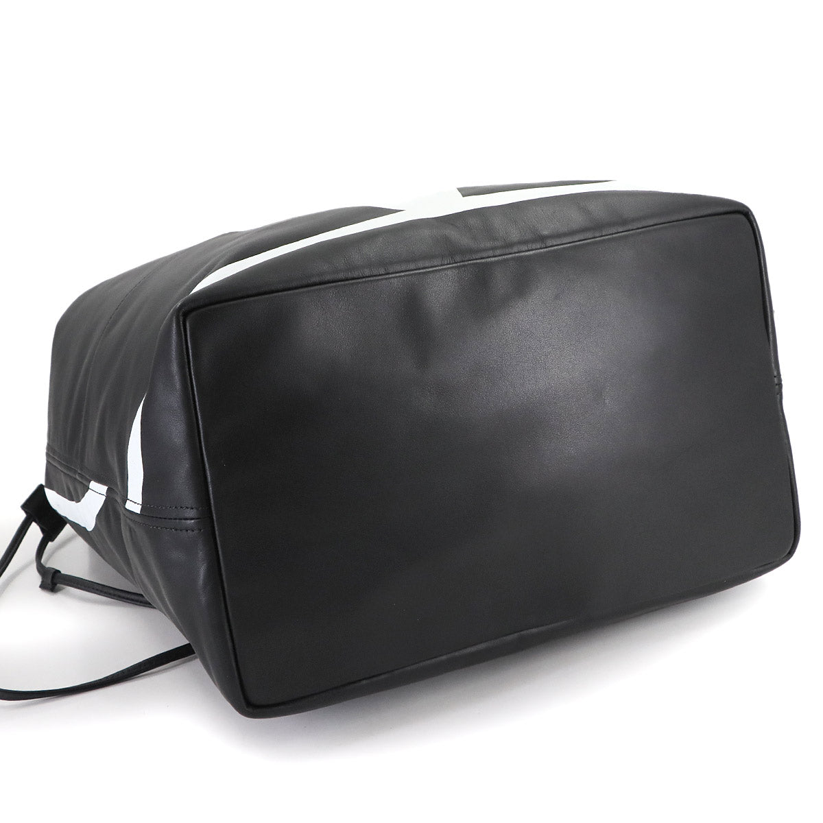 VLTN Logos Tote Shoulder Bag Leather Black White