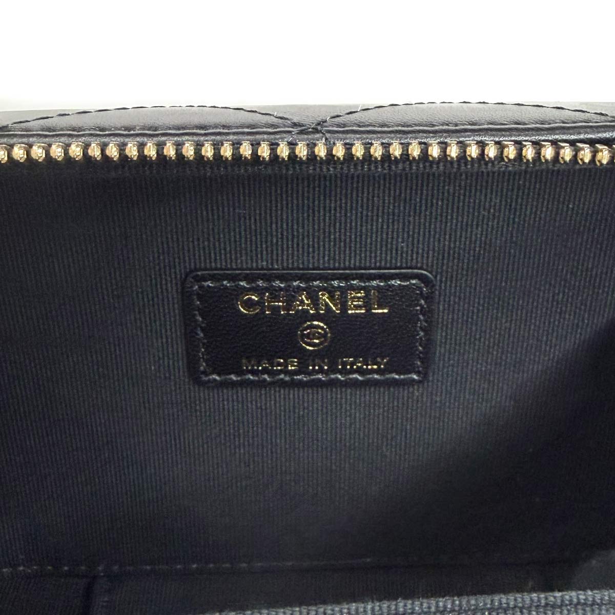 Matelasse Chain Shoulder Hand Bag Leather Black Purse