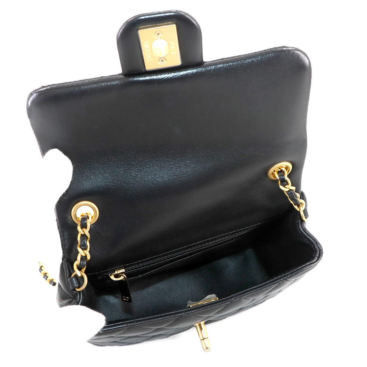 Mini Matelasse Chain Shoulder Bag Leather Black AS3490