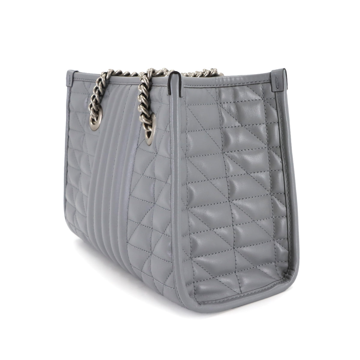 GG Marmont Small Chain Tote Bag Leather Gray 681483 Purse