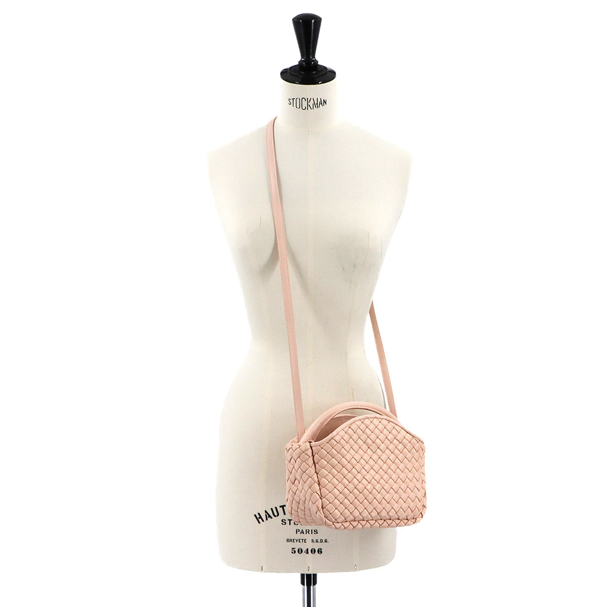 Intrecciato Small Cobble Hand Shoulder Bag Leather Pink